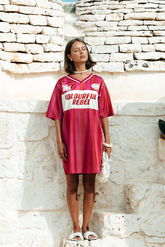 Taylie Striped Football Tee Dress