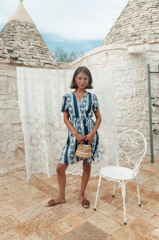 Nova Palm Wrap Dress | Bright Blue