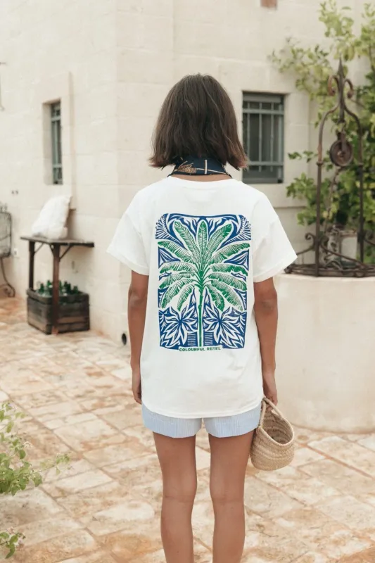 Palm Square Boxy Tee | Bright White