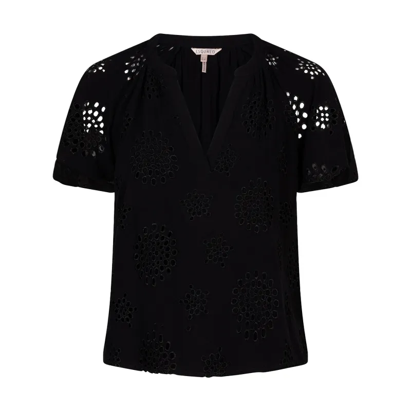 HS25.09218 | Blouse allover embroidery | Black