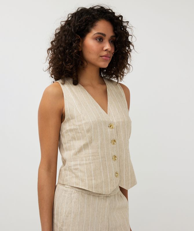SP25.17006 | Gilet Linnen Stripe
