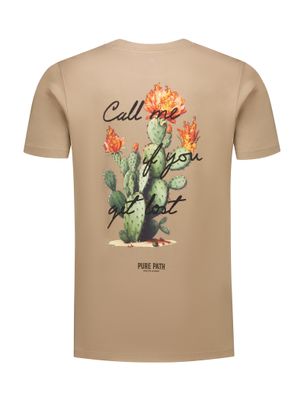 25030107 | Call me if you get lost T-Shirt | Taupe