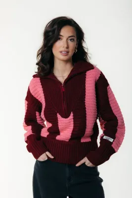 Yfke Stripe Knitwear Zip Pullover | WK117143