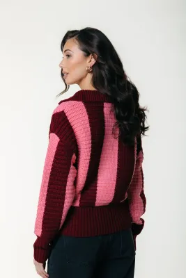 Yfke Stripe Knitwear Zip Pullover | WK117143