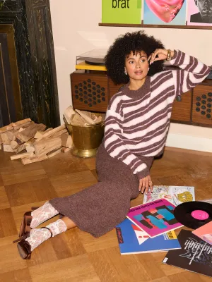 Aria Knitted Sweater | Mocha/Ecru | CW2515