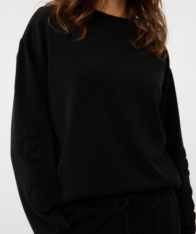 W25.05704 | Sweater Tape Embroidery Modal  | Black