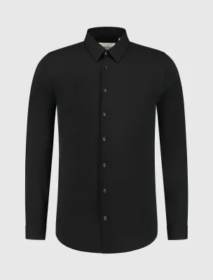 Piqué Shirt | 24030214 | Zwart