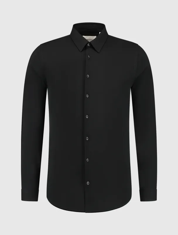 Piqué Shirt | 24030214 | Zwart