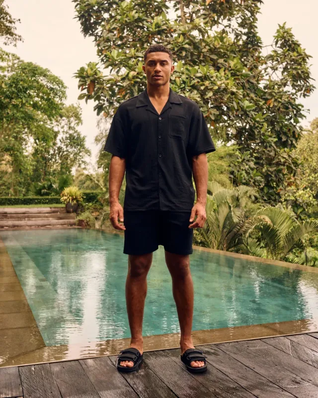 Seersucker Shorts | MM3-SS25-21 | Black Seersucker Shorts | MM3-SS25-21 | Black