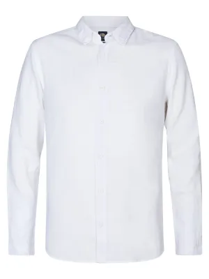 M-1050-SIL437 | Linnen Shirt Tealline | Bright White