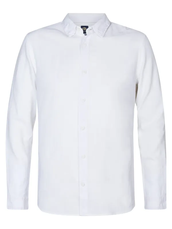 M-1050-SIL437 | Linnen Shirt Tealline | Bright White