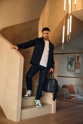 Cotton Zip Overshirt | MM3-AW24-03 | Zwart