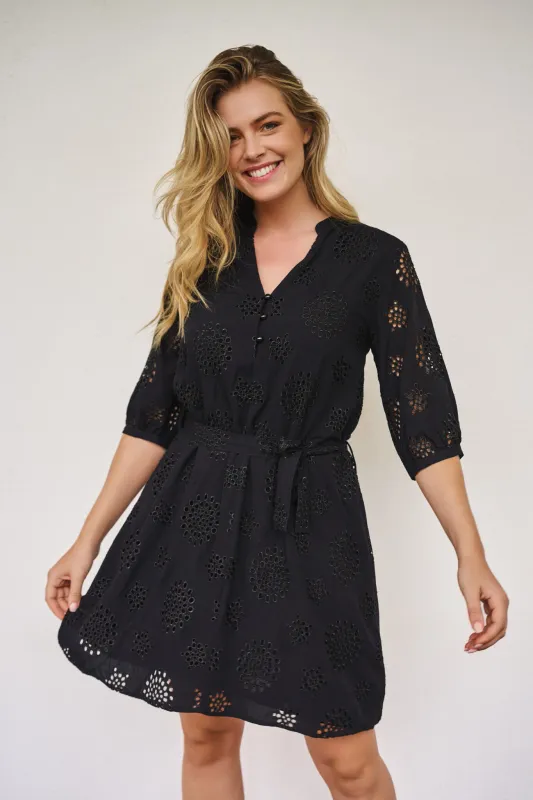 HS25.09217 | Dress allover embroidery | Black