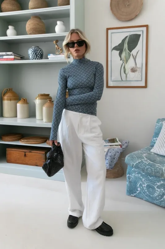 Neyo Small Geo Peached Turtleneck Top Neyo Small Geo Peached Turtleneck Top