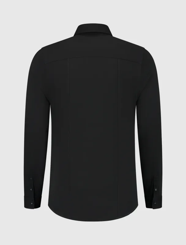 Piqué Shirt | 24030214 | Zwart