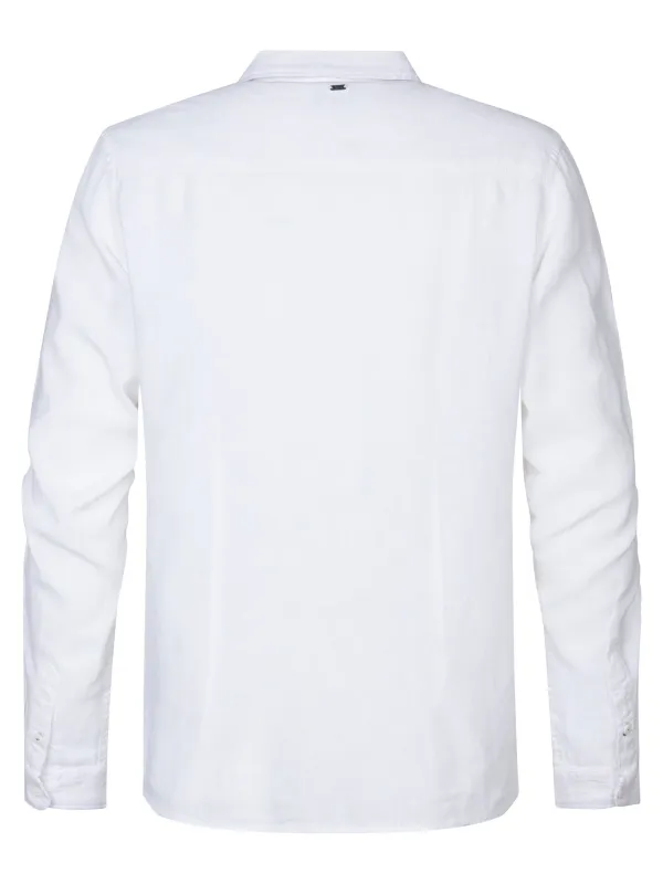 M-1050-SIL437 | Linnen Shirt Tealline | Bright White