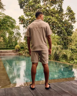 Seersucker Shirt | MM3-SS25-19 | Taupe