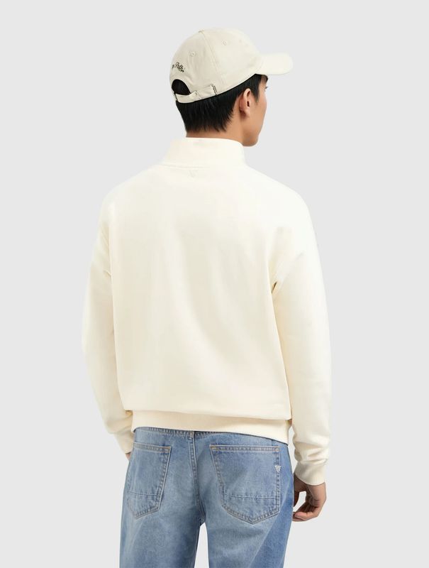 25030311 | Embroidery Half-zip Sweater | Ecru