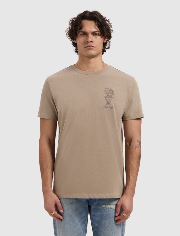 26010106 | Embroidered Vase T-Shirt | Taupe