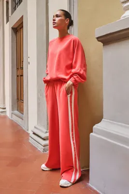 SP26.05006 | Trousers wide stripe Modal | Chili Red SP26.05006 | Trousers wide stripe Modal | Chili Red