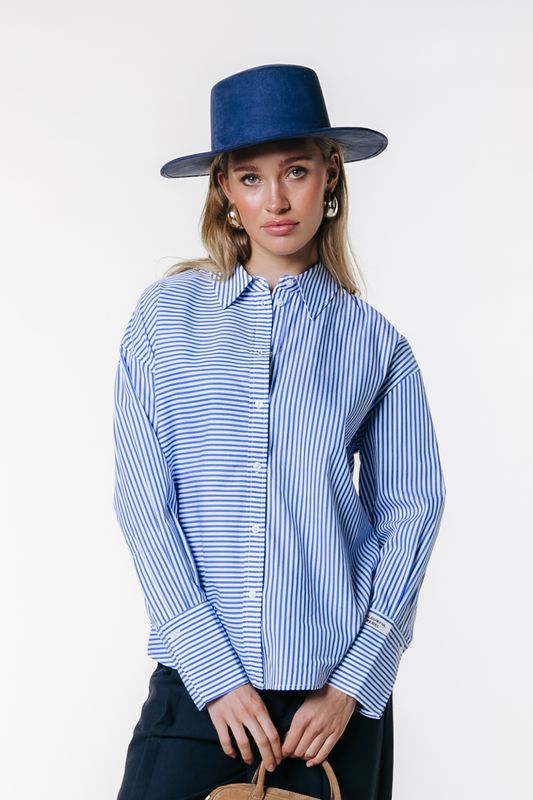 Talia Striped Blouse | WB117601 | White/Blue