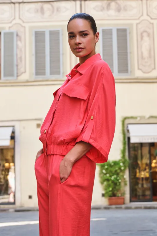 SP26.10032 | Jacket s/slve slub | Chili Red