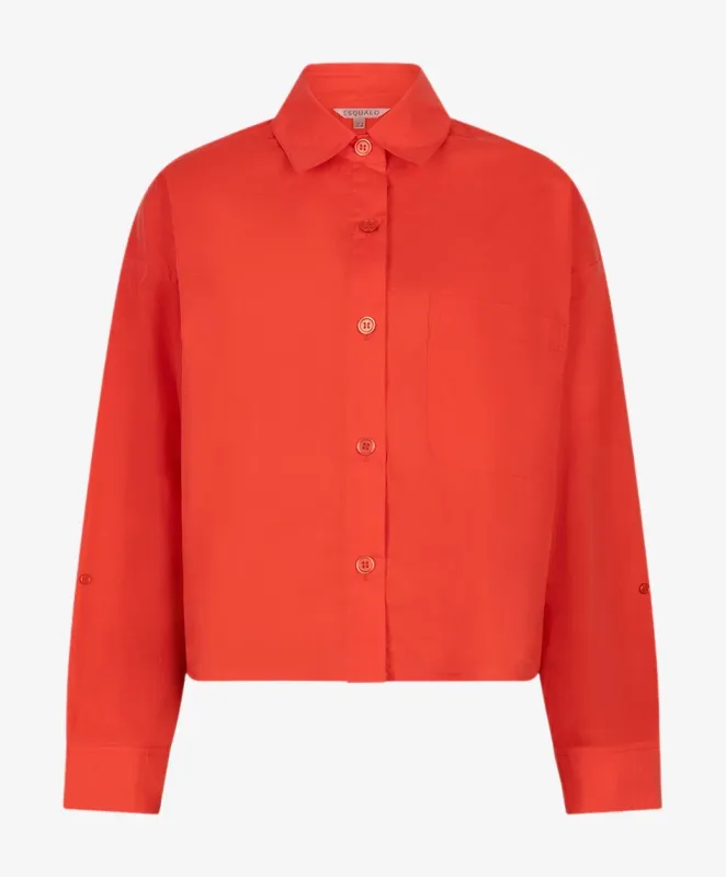 SP26.10016 | Blouse Cropped Folded Cuff | Chili Red