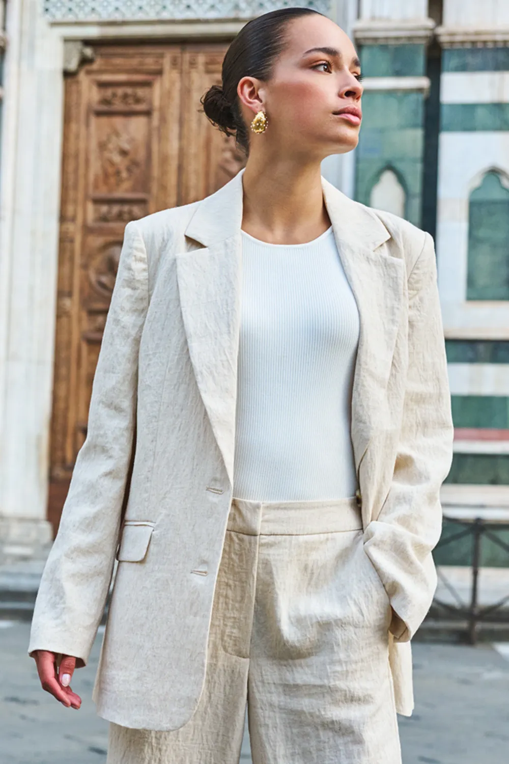 SP26.17000 | Blazer Oversized Linnen Mix | Natural