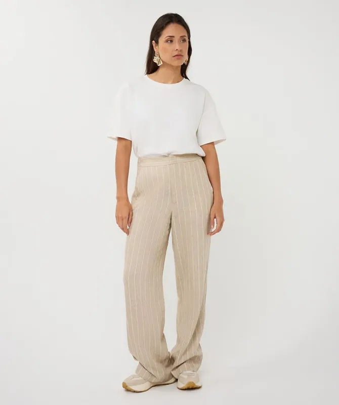 SP26.17006 | Pantalon Stripes Linnen | Sand