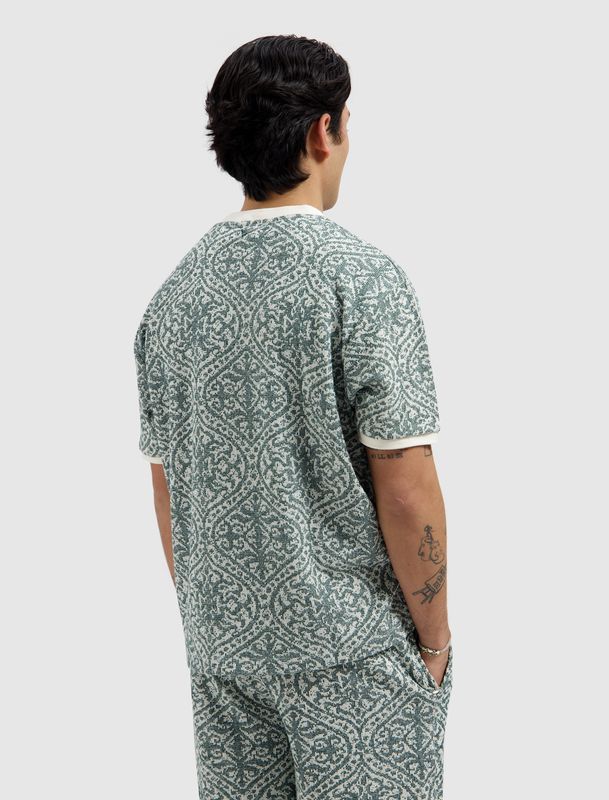 26010122 | Jacquard Pattern T-Shirt | Emerald