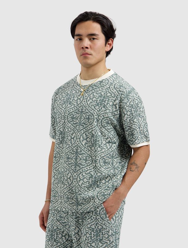 26010122 | Jacquard Pattern T-Shirt | Emerald