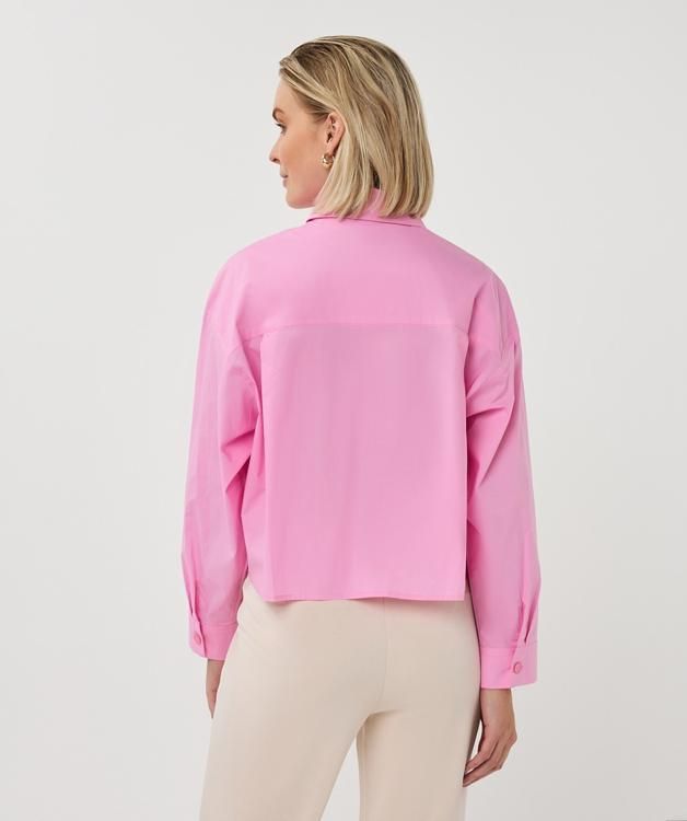 SP26.10016 | Blouse Cropped Foiled Cuff | Rose