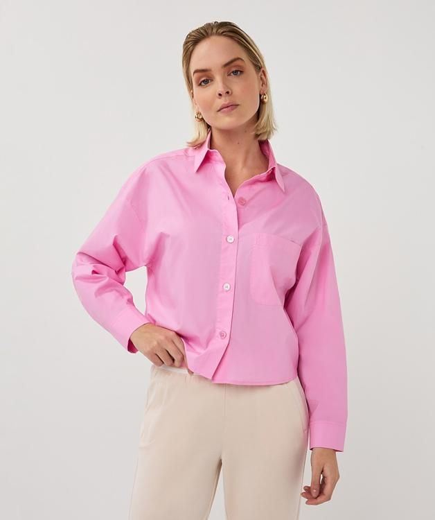 SP26.10016 | Blouse Cropped Foiled Cuff | Rose