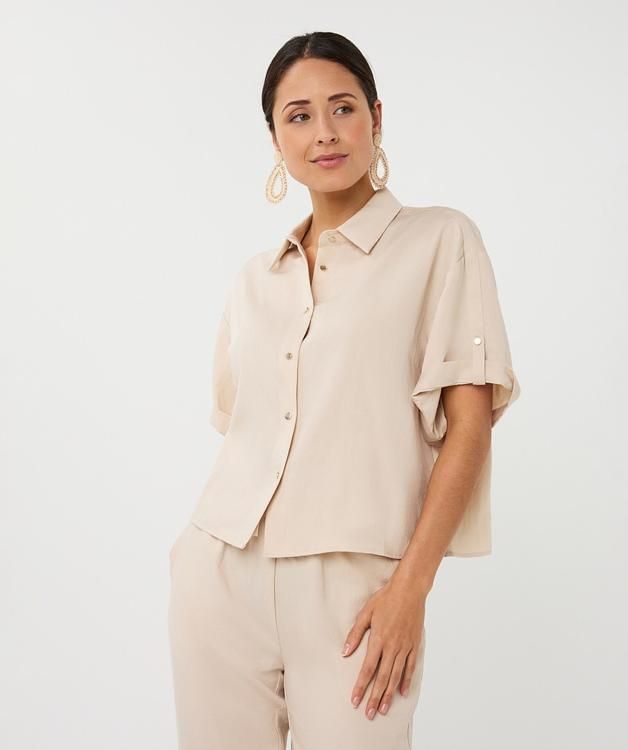 SP26.10039 | Blouse Fine Crinkle | Light Sand