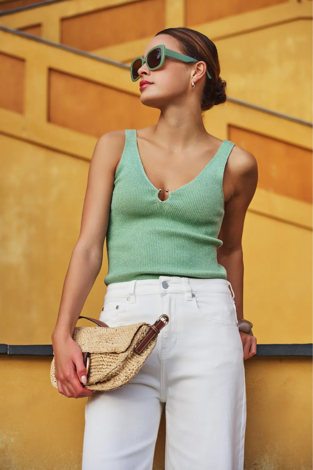 HS26.27206 | Top Ribbed Hook Lurex | Soft Green