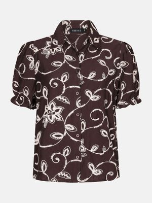 Leila Blouse | HSS2657 | Dark brown