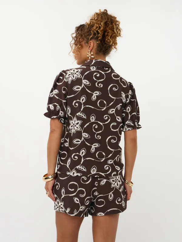 Leila Blouse | HSS2657 | Dark brown