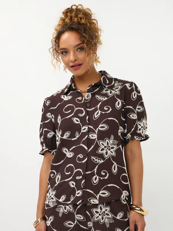 Leila Blouse | HSS2657 | Dark brown