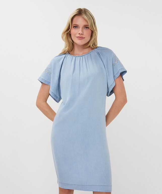 HS26.28247 | Dress Embroidery Chambray | Light Blue