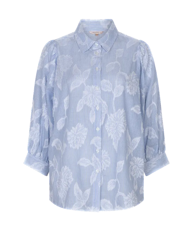 HS26.14203 | Blouse Stripes Flower Jacquard | Light Blue