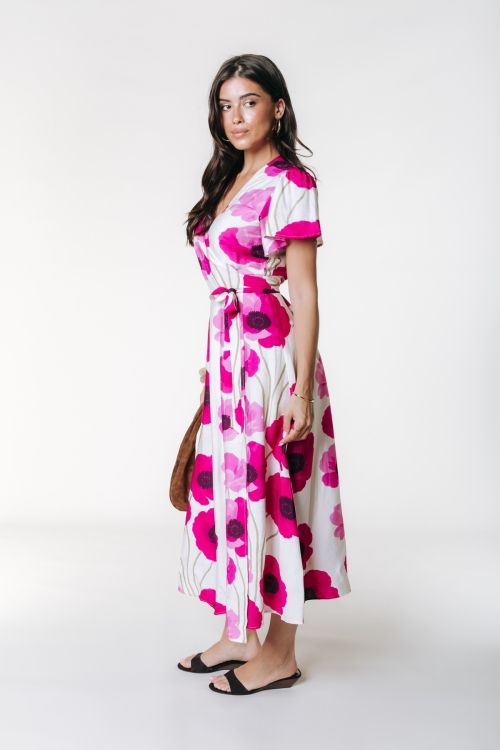 Ava Big Flower Wrap Maxi Dress | WD117845