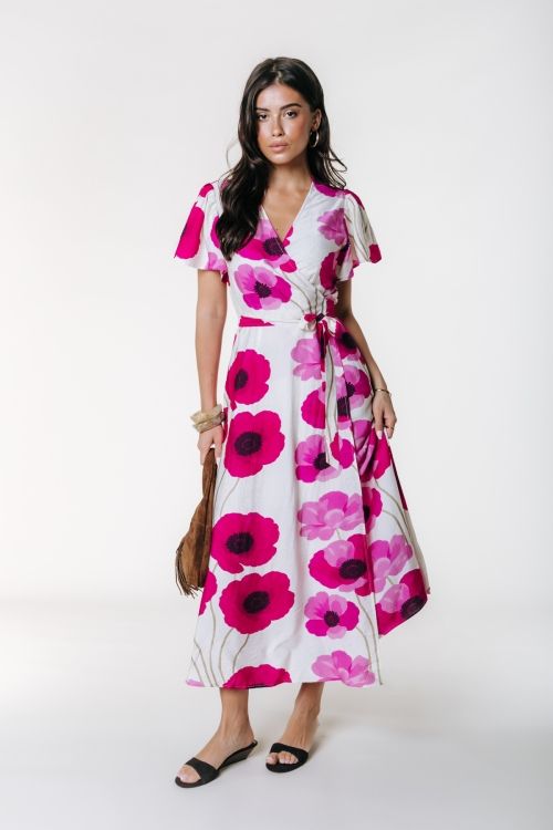 Ava Big Flower Wrap Maxi Dress | WD117845