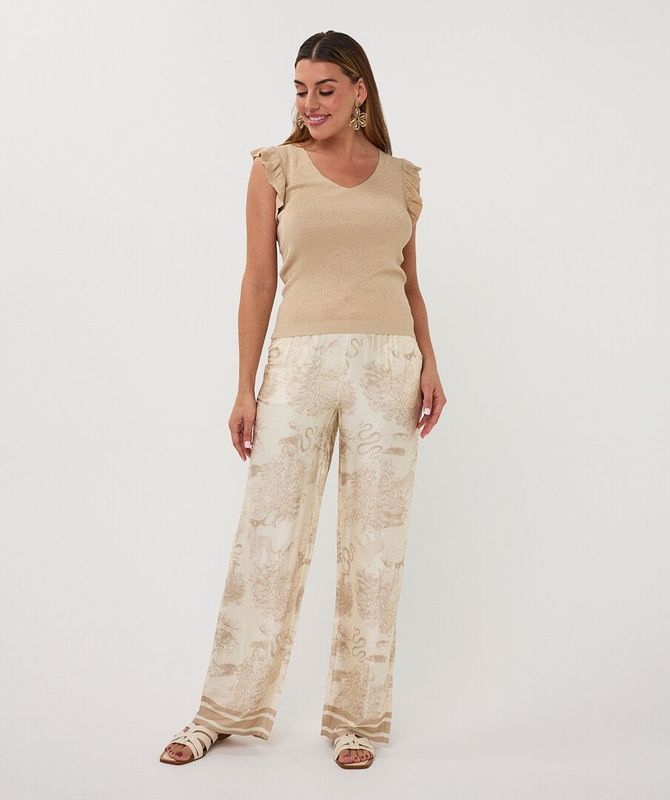 HS26.02217 | Top Knit Ruffle Lurex | Zand