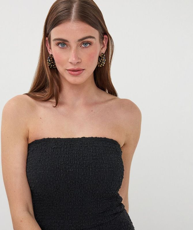 HS26.15208 | Top Bandeau Bubble Flower | Black