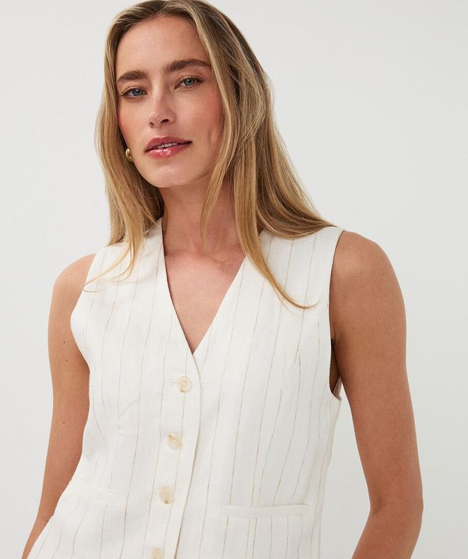 HS26.17202 | Gilet Striped Linnen | Off White