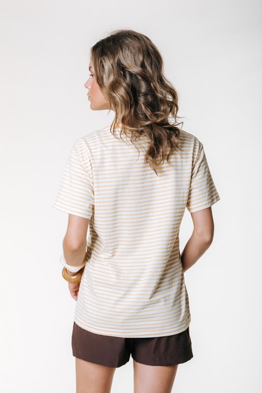 Puff Logo Stripe Loosefit Tee | WT117792 | Soft Yellow