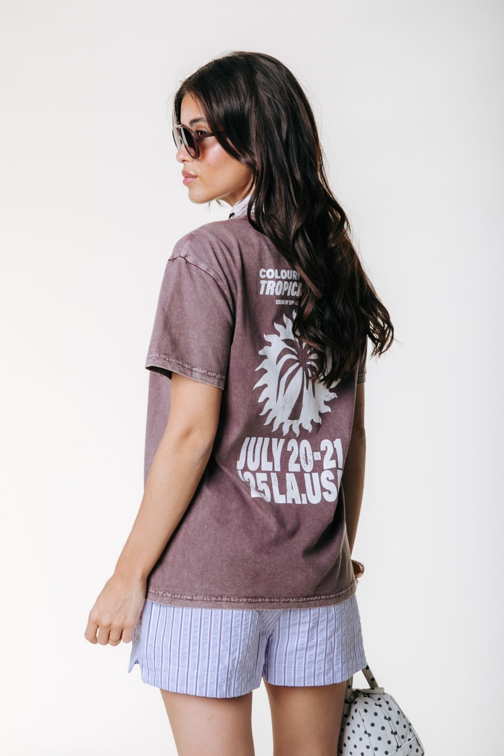 Tropical Beach Tour Acid Wash Tee | Brown | WT117859 Tropical Beach Tour Acid Wash Tee | Brown | WT117859