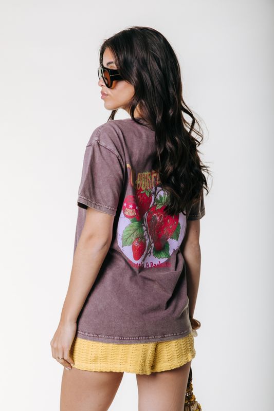 Fresh Berries Acid Wash Loosefit Tee | WT119383 | Brown Fresh Berries Acid Wash Loosefit Tee | WT119383 | Brown