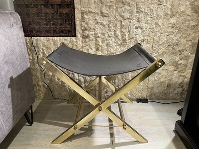 BANKJE brass met lederafwerking