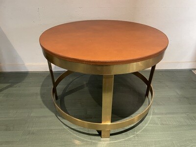 SALONTAFEL brass met lederafwerking